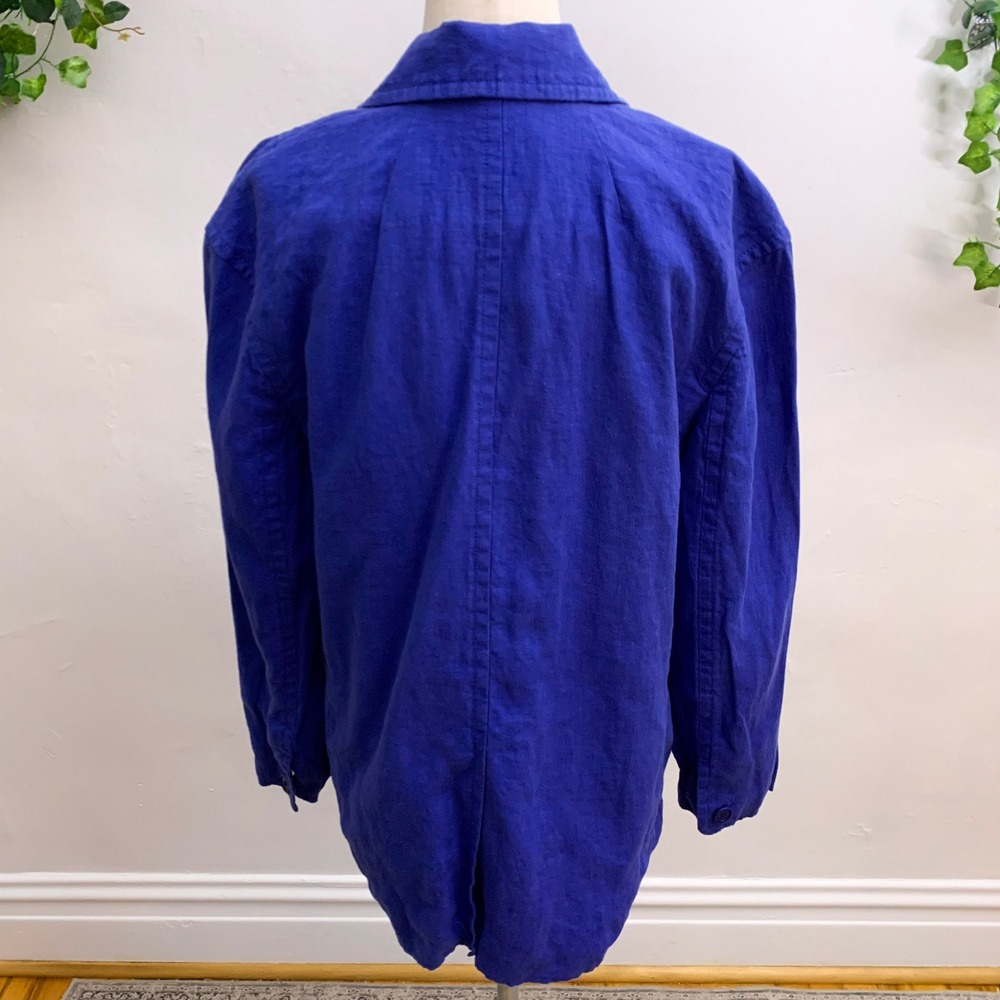 Madewell Blue Linen Oversized Blazer‎ Size Small - Picture 5 of 11